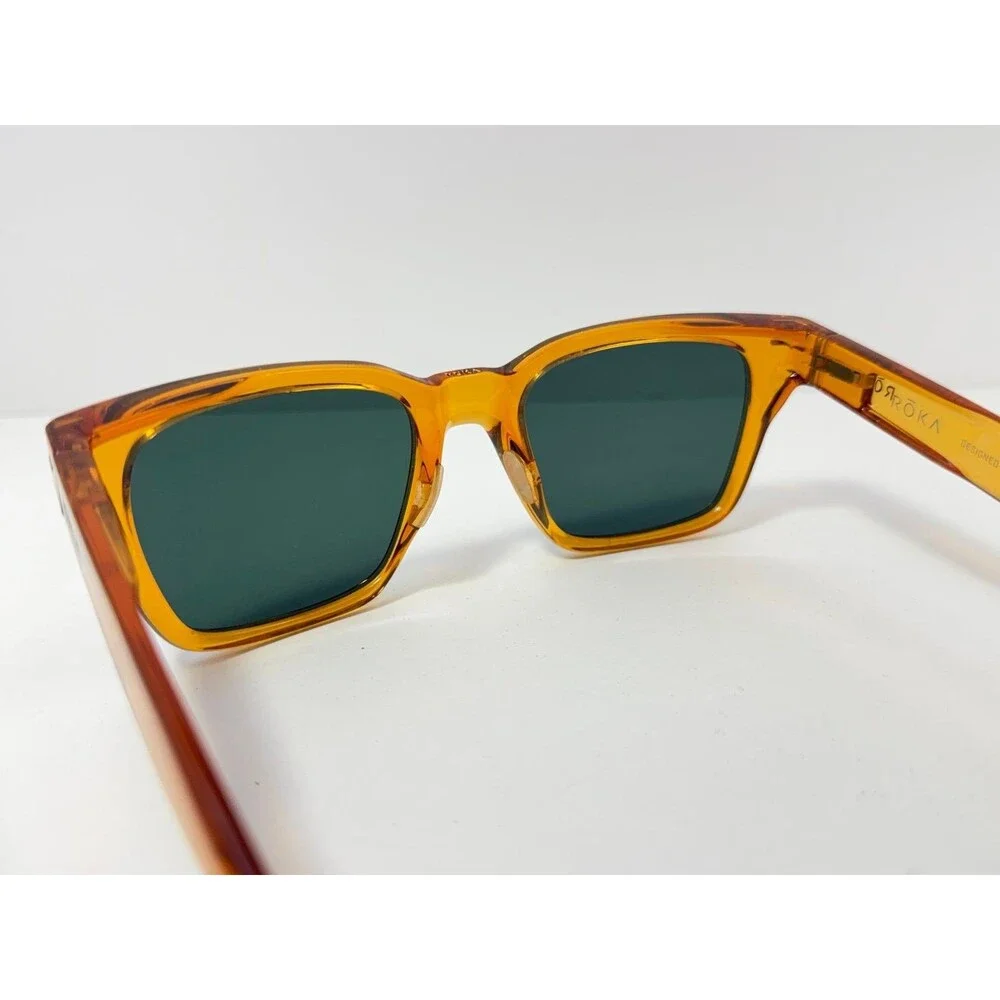 RŌKA Lockhart E7538 0451 Sunglasses Women's Amber Square Polarized Green Lenses